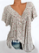 Casual V Neck Floral Short Sleeve Shirts & Tops