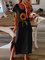 Women Vintage Boho Sunflower Printed Plus Size Short Sleeve Crew Neck Casual Dresses