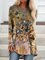 Women Deep Khaki Casual Butterfly Printed Long Sleeve Shirts