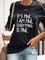 Vintage Letter Printed Plus Size Long Sleeve Crew Neck Casual Tops