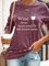Women Casual Cotton-Blend long-sleeved Letter Print Tops