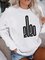 White Long Sleeve Crew Neck Cotton-Blend Printed Tops