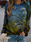Blue Floral Long Sleeve Cotton-Blend Sweatshirt