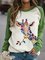 Long Sleeve Shift Animal print Casual Sweatshirt
