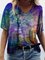 Women Casual V Neck Abstract Printed Shift T-Shirts