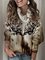 Floral-Print Long Sleeve Turtleneck Polyester Cotton Tops