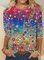 Women Casual Multicolor Graffiti Printed Crew Neck Shirts