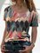Women Casual Geometric Crew Neck Short Sleeve Shirts