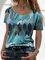 Women Casual Geometric Crew Neck Short Sleeve Shirts