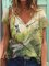 Casual Short Sleeve Animal V Neck Shirts & Tops
