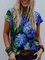 Women Casual Oil Floral-Print Holiday T-Shirts