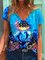 Women Casual Statement Animal Printed Short Sleeve Shirts