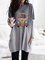 Plus Size Casual Printed Shift Long Sleeve Tops