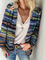 Plus size Striped Long Sleeve Cadigan Outerwear