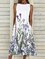 Women Summer Floral Printed Casual Crew Neck Dresses