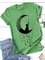 Vintage Cat Moon Geometric Printed Plus Size Short Sleeve Crew Neck Casual Tops