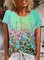 Women's Summer Casual Printed Short Sleeve Crew Neck T-Shirts & Tops