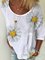 Women Casual Floral Cotton Crew Neck Shirts & Tops