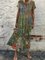 Women Vintage Short Sleeve Round Neck Cotton Maxi Dresses