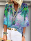 Plus size Floral V Neck Shirts & Tops