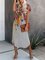 Women Casual Short Sleeve V Neck Printed Midi Dresses