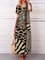 Leopard Short Sleeve Printed Polyester Crew Neck Vintage Summer Brown Dress