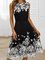 Women Summer Floral Print Round Neck Sleeveless Midi Dresses