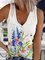 Women's Summer V Neck Sleeveless Floral Casual Tank Top