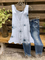 Women's Summer Cotton Floral-Print Work Cold Shoulder Tank Top