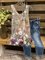 Floral Sleeveless Printed Polyester Crew Neck Sweet Summer Beige Top