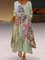 Women Casual 3/4 Sleeve Round Neck Floral Print Maxi Dresses