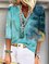 Women's Summer V Neck Casual 3/4 Sleeve Shift Tie-dye Blouses & Shirts