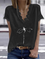 Printed Short Sleeve V neck Casual Shirts & Tops