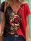 Women Short Sleeve Casual V Neck Printed T-Shirts Tops