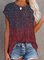 Paisley Short Sleeve Printed Cotton-blend Crew Neck Vintage Summer Red Top