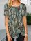 Women Printed Round Neck Short Sleeve Casual Blouses