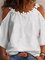 Vintage 3/4 Sleeve Plain Lace Round Neck Plus Size Casual Tops