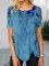 Women's Vintage Floral Crew Neck Short Sleeve Blouses & Shirts