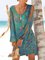 Summer Leisure Holiday Style Geometric Retro Pattern Resort Long Sleeve Floral-Print Paisley Dresses