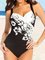 Color-Block V Neck Floral Swimwear