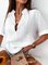 Women Casual Half Sleeve Stand Collar Plain Blouses