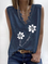 Floral-print V Neck Casual Sleeveless Vests