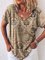 Geometric V Neck Short Sleeve Shirts & Tops
