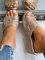 Floral Pattern Peep Toe Wedge Sandals