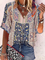 Cotton-Blend V Neck Casual A-Line Blouses & Shirts