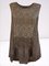 Sleeveless Lace Polyester Crew Neck Vintage Summer Brown Top