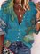 Women Casual Map Print Half Sleeve V Neck Blouses