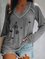 V Neck Printed Long Sleeve Casual Shirts & Tops