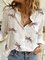 Shawl Collar Shift Cotton Long Sleeve Shirts & Tops