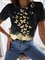 Vintage Butterfly Printed Short Sleeve Crew Neck Plus Size Casual Tops